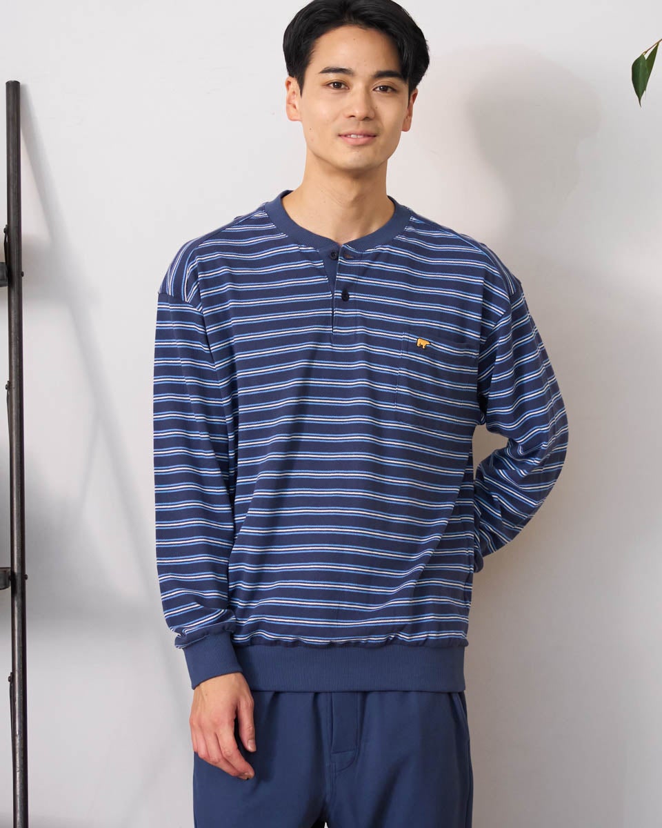 Golden bear ゴールデンベア　 Home Wearボーダーヘンリーネックパジャマ