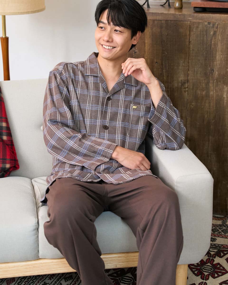 ゴールデンベア　メンズ　Golden Bear Home Wearジャカードチェックテーラードパジャマ