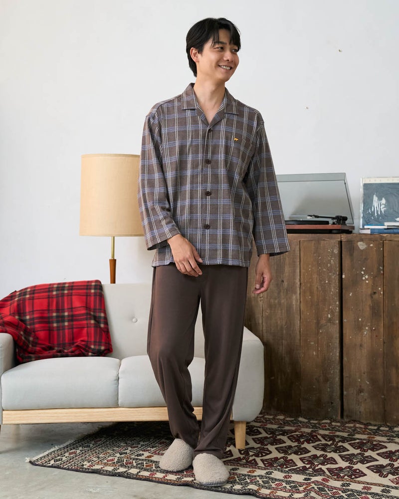 ゴールデンベア　メンズ　Golden Bear Home Wearジャカードチェックテーラードパジャマ