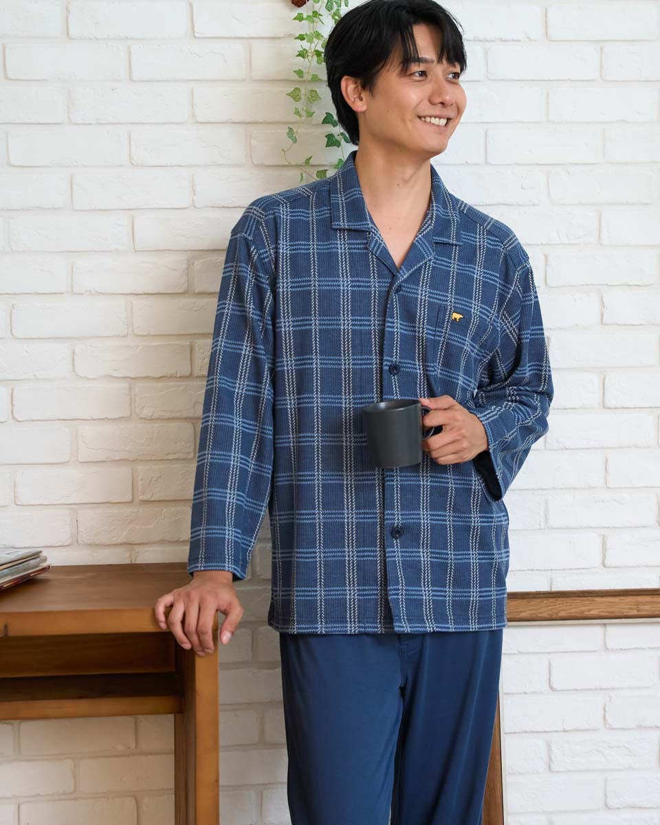 ゴールデンベア　メンズ　Golden Bear Home Wearジャカードチェックテーラードパジャマ
