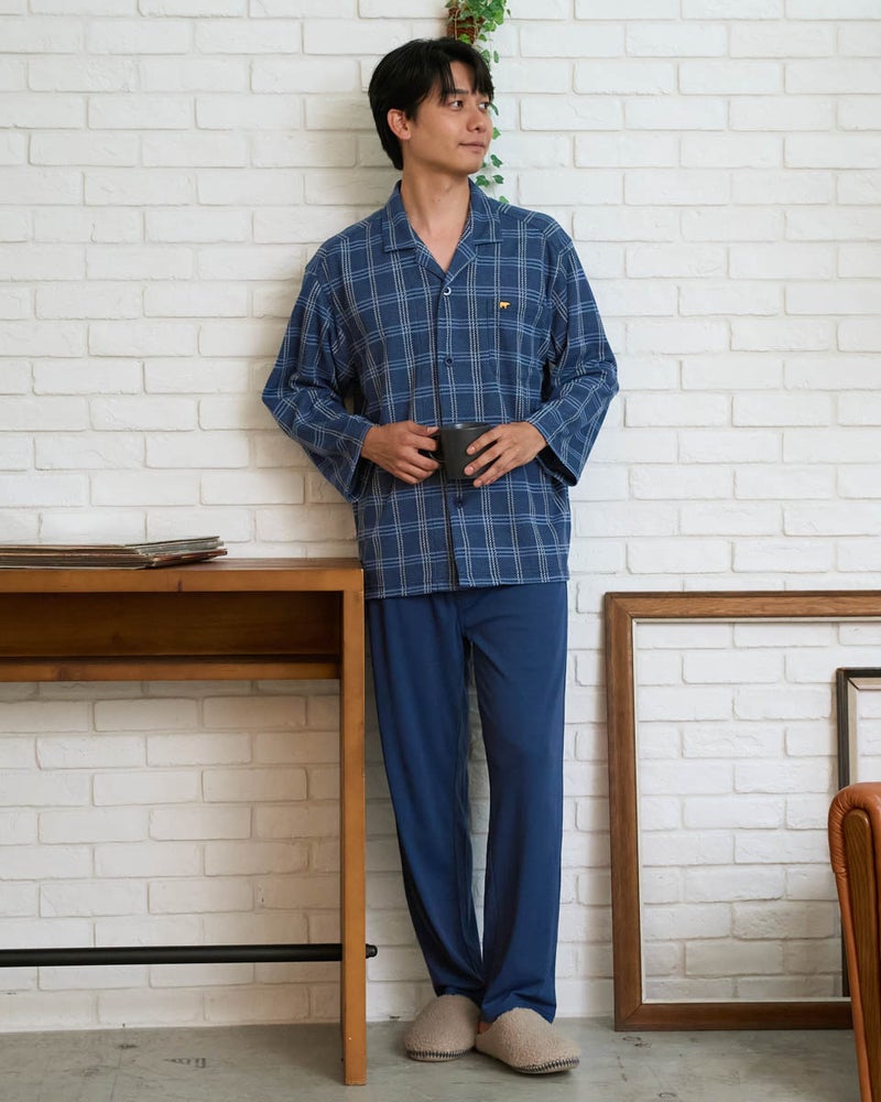 ゴールデンベア　メンズ　Golden Bear Home Wearジャカードチェックテーラードパジャマ