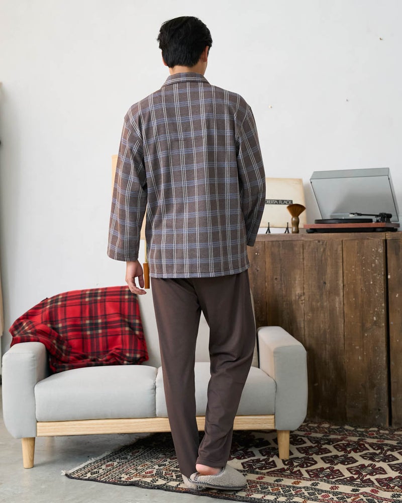 ゴールデンベア　メンズ　Golden Bear Home Wearジャカードチェックテーラードパジャマ