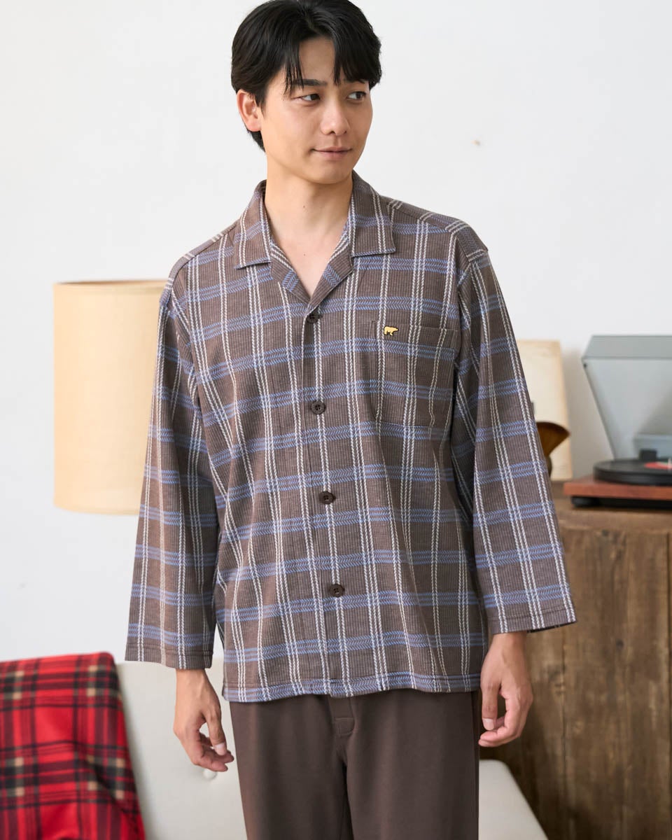 ゴールデンベア　メンズ　Golden Bear Home Wearジャカードチェックテーラードパジャマ