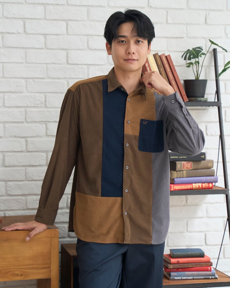 Golden Bear ゴールデンベア コーデュロイ切替シャツ