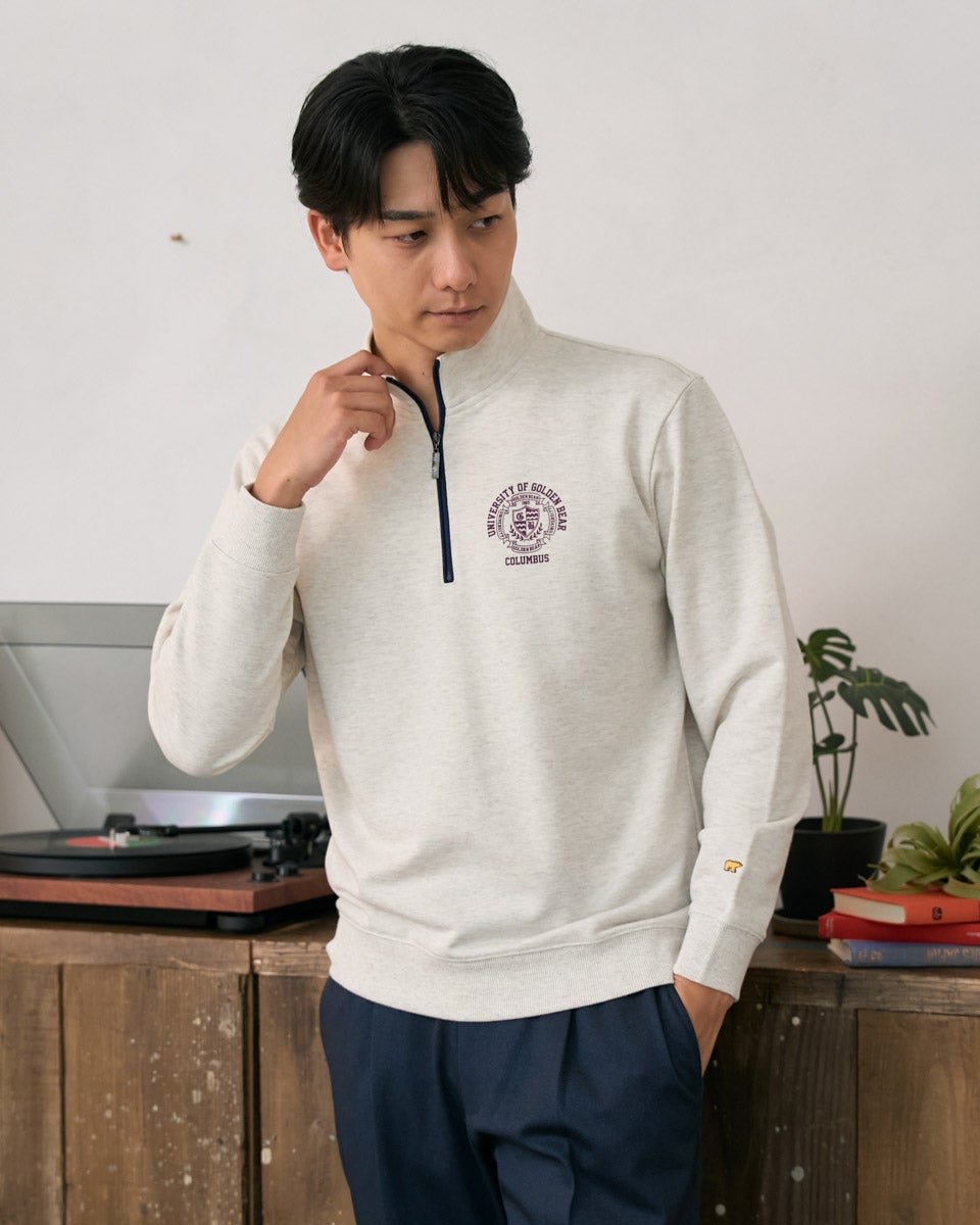 ゴールデンベア　メンズ　Golden Bear  ハーフZIPロゴスウェット