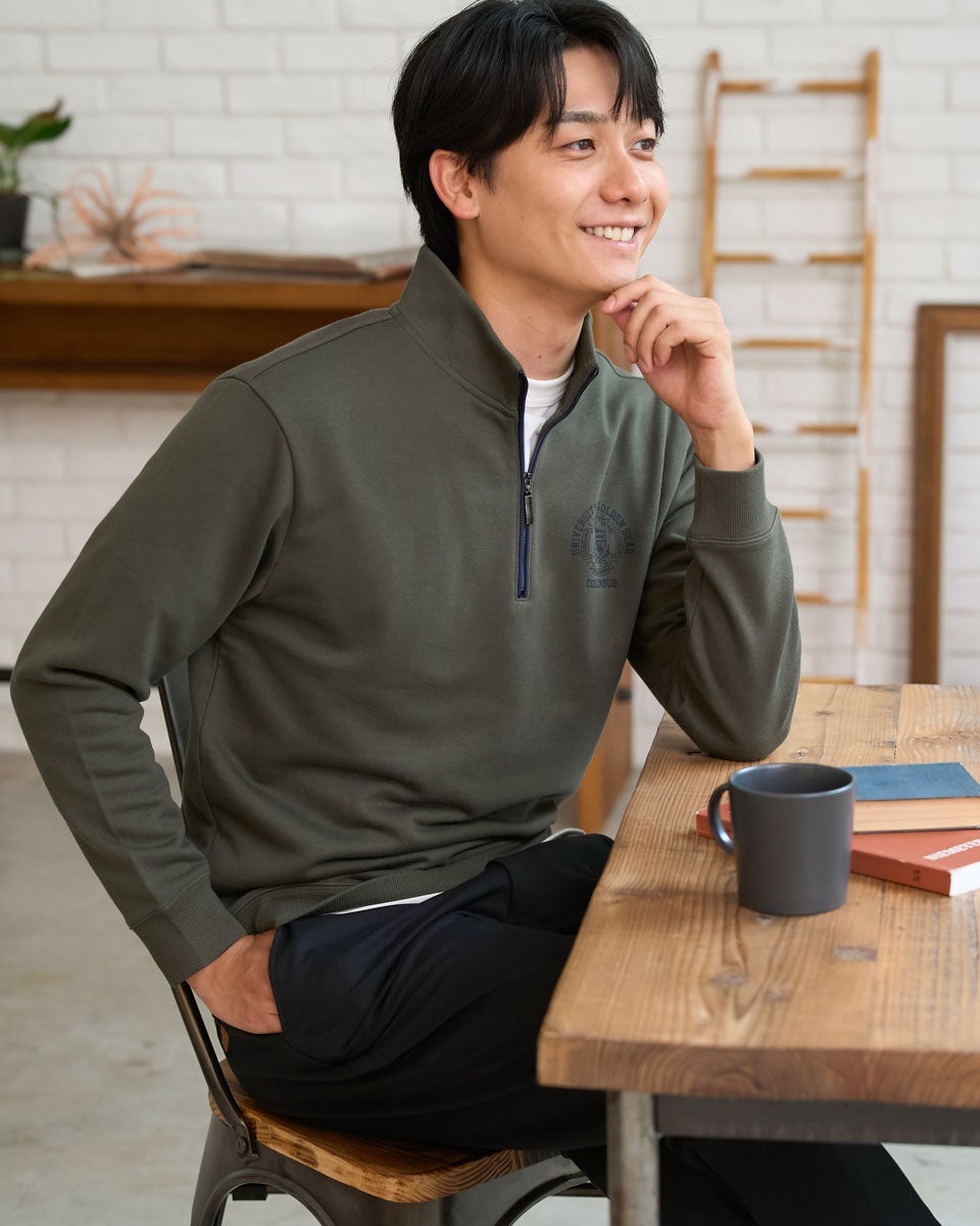 ゴールデンベア　メンズ　Golden Bear  ハーフZIPロゴスウェット