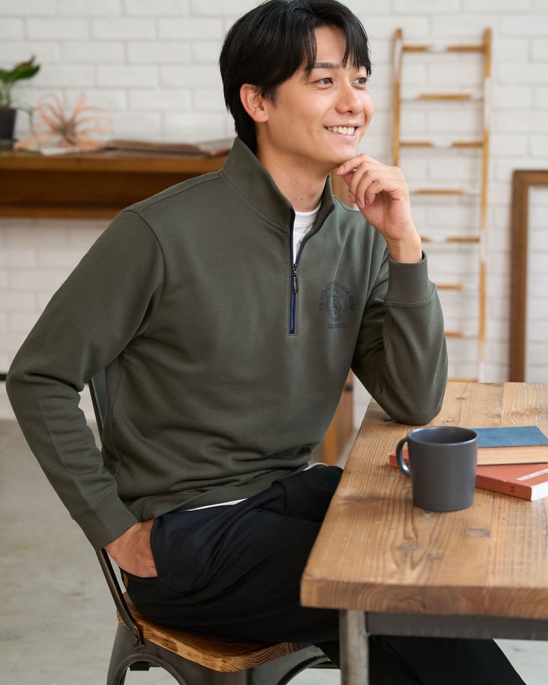 ゴールデンベア　メンズ　Golden Bear  ハーフZIPロゴスウェット