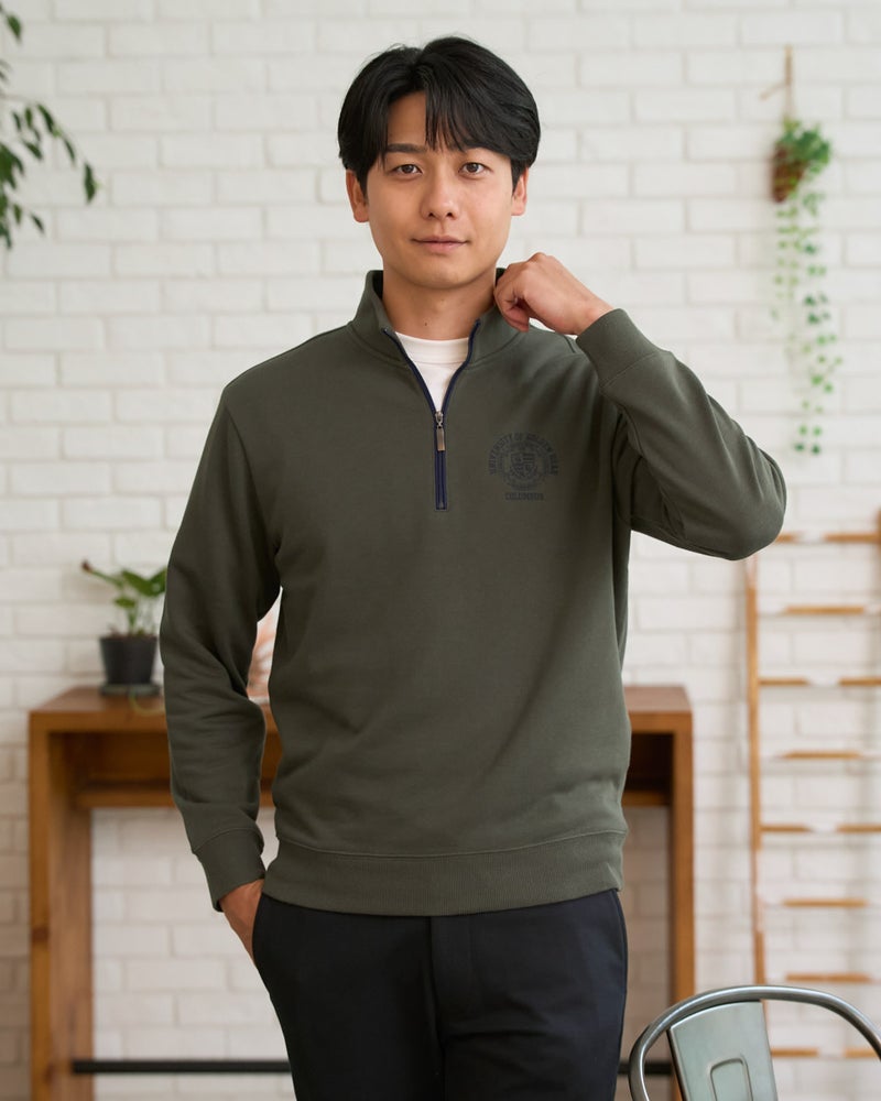 ゴールデンベア　メンズ　Golden Bear  ハーフZIPロゴスウェット