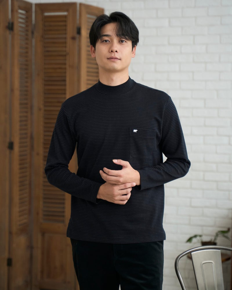 Golden Bear ゴールデンベア オーガニックコットンハイネックボーダーTシャツ