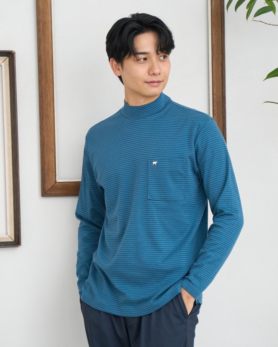 Golden Bear ゴールデンベア オーガニックコットンハイネックボーダーTシャツ