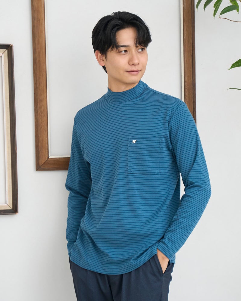 Golden Bear ゴールデンベア オーガニックコットンハイネックボーダーTシャツ