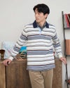 ゴールデンベア　メンズ　Golden Bear ボーダー長袖ポロシャツ