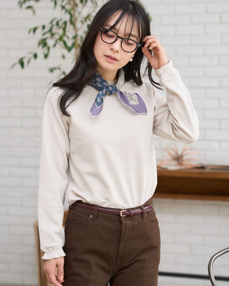 GoldenBear ゴールデンベア ジャカードフリルカットソー