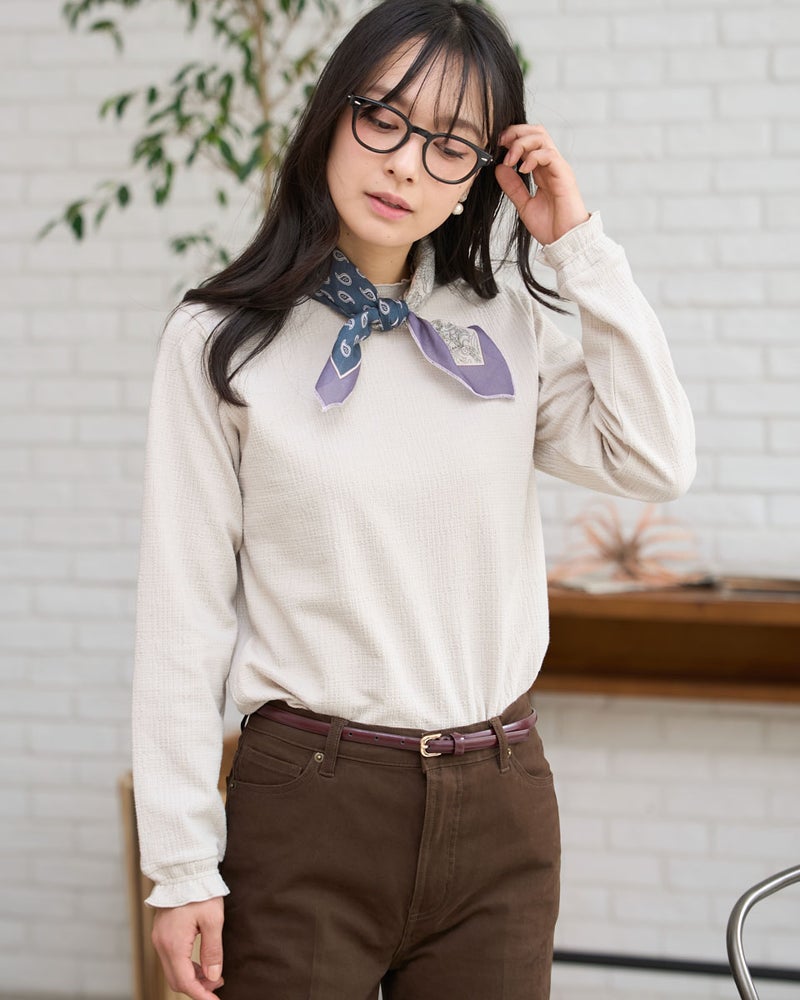 GoldenBear ゴールデンベア ジャカードフリルカットソー