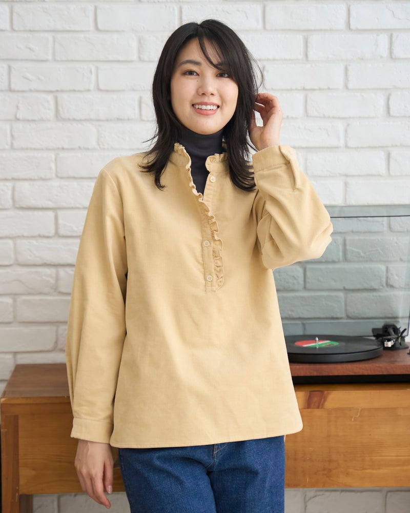 GoldenBear ゴールデンベア コーデュロイフリル襟ブラウス